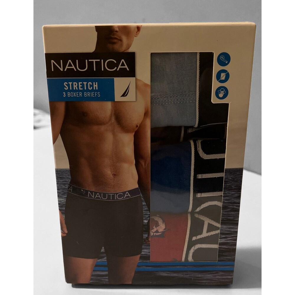 NWT Nautica. Sz M. Men' 3 Pack, Boxer Briefs, Soft Cotton. Multi. MSRP $42.00